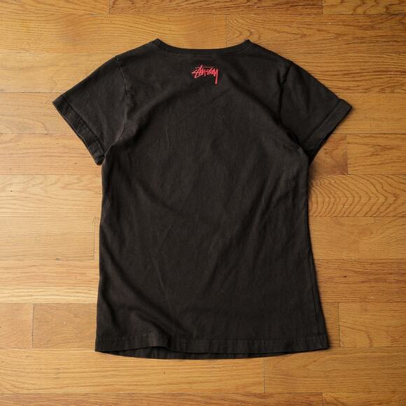 Stüssy Girls Graphic Print Crewneck Tee in Black Streetwear Casual Y2K Summer - Picture 4 of 6